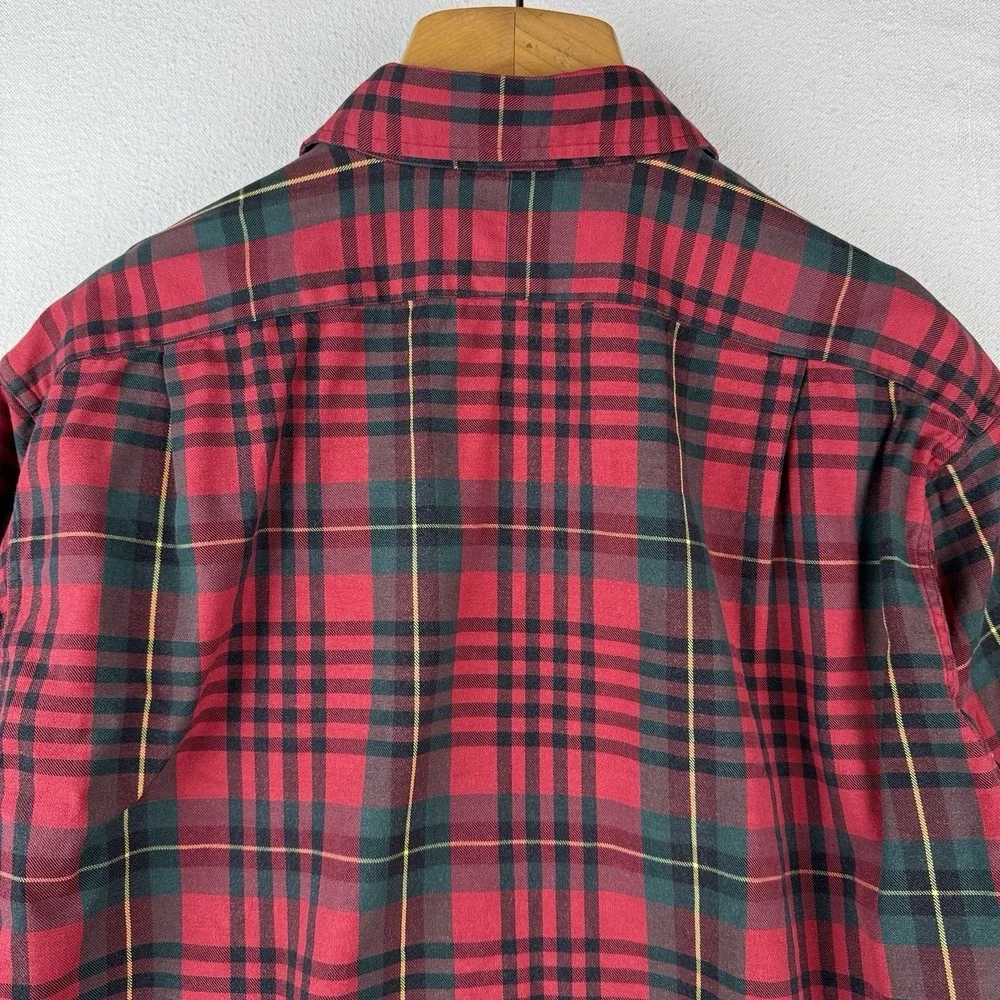 90's Vtg Polo Ralph Lauren Tartan Plaid Wool‎ Blend Flannel Shirt Men's M Red